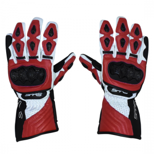 Guantes de piel para caballero, negro con rojo